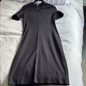 The Row Black Sheath Midi Dress with Mock Neck